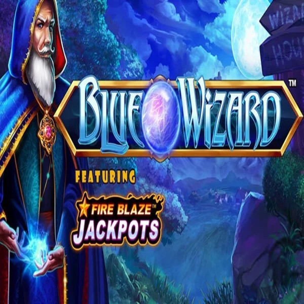 Blue Wizard Fire Blaze Jackpots logo by Rarestone Gaming Coolbet Casino